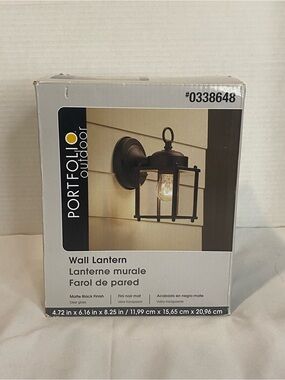 Portfolio Outdoor Matte Black Wall Lantern